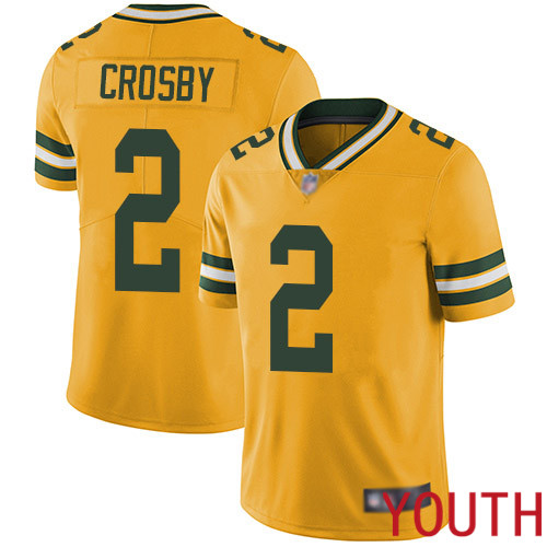 Green Bay Packers Limited Gold Youth 2 Crosby Mason Jersey Nike NFL Rush Vapor Untouchable